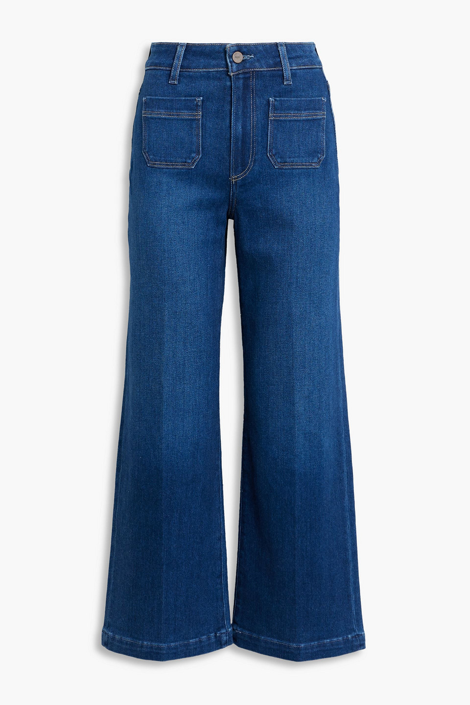 Paige Anessa High Waist Wide Leg Jeans In Dark Denim