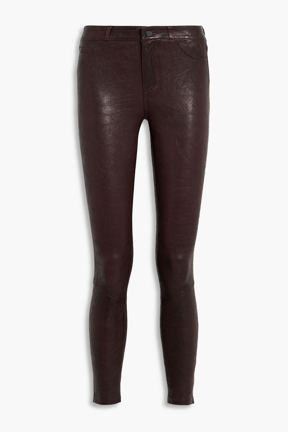 Paige Verdugo Leather Skinny Pants In Grape
