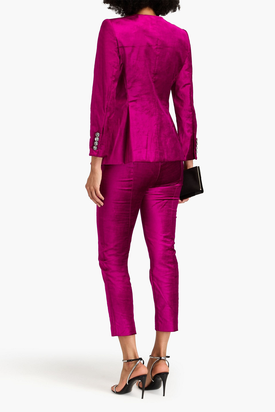 Veronica Beard Cencia Cotton-blend Velvet Jacket In Magenta