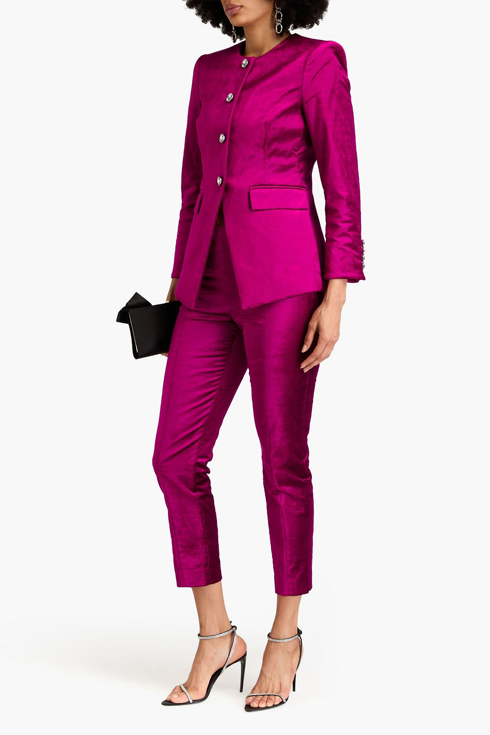 Veronica Beard Cencia Cotton-blend Velvet Jacket In Magenta