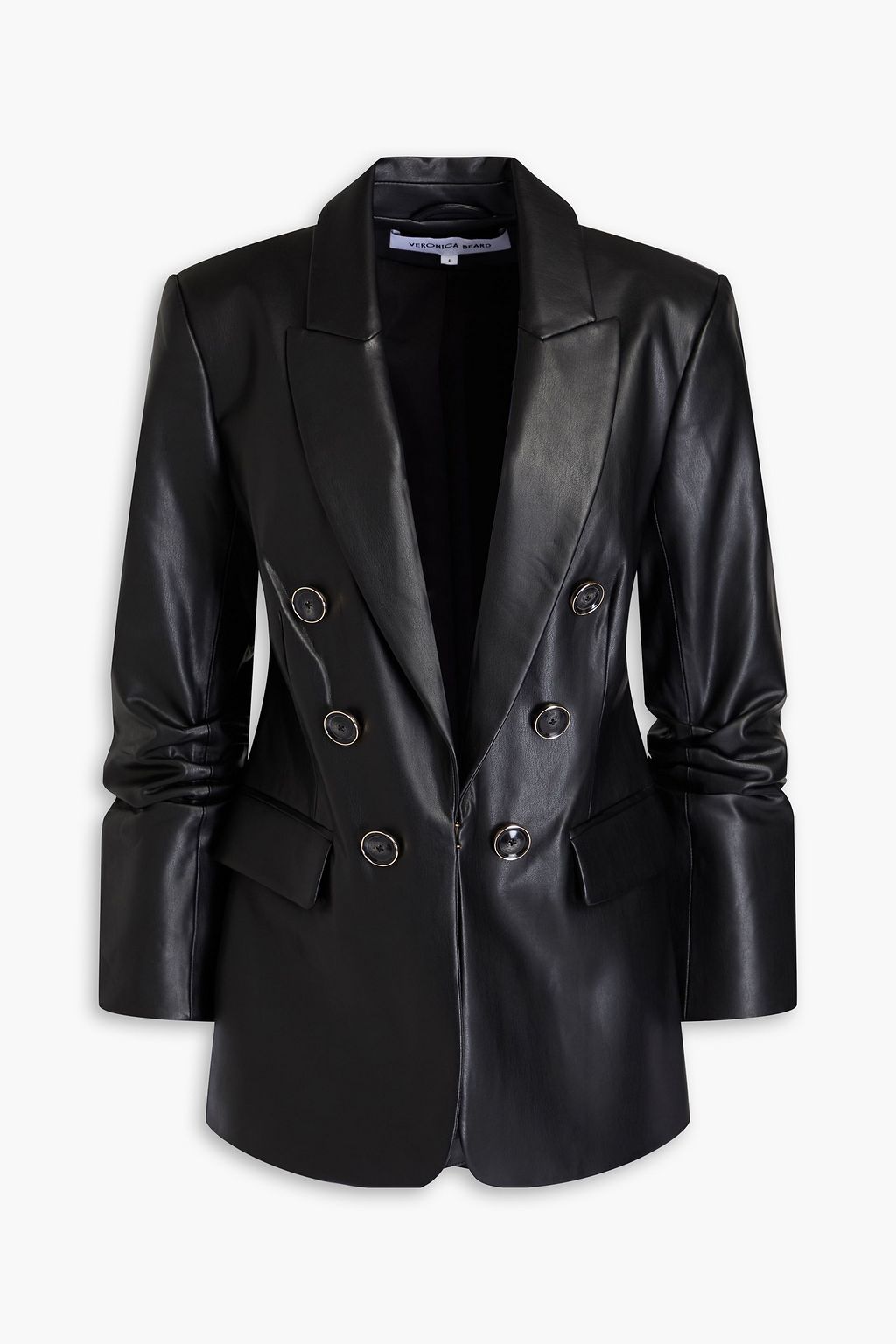 VERONICA BEARD Beacon Dickey ruched faux leather blazer THE OUTNET