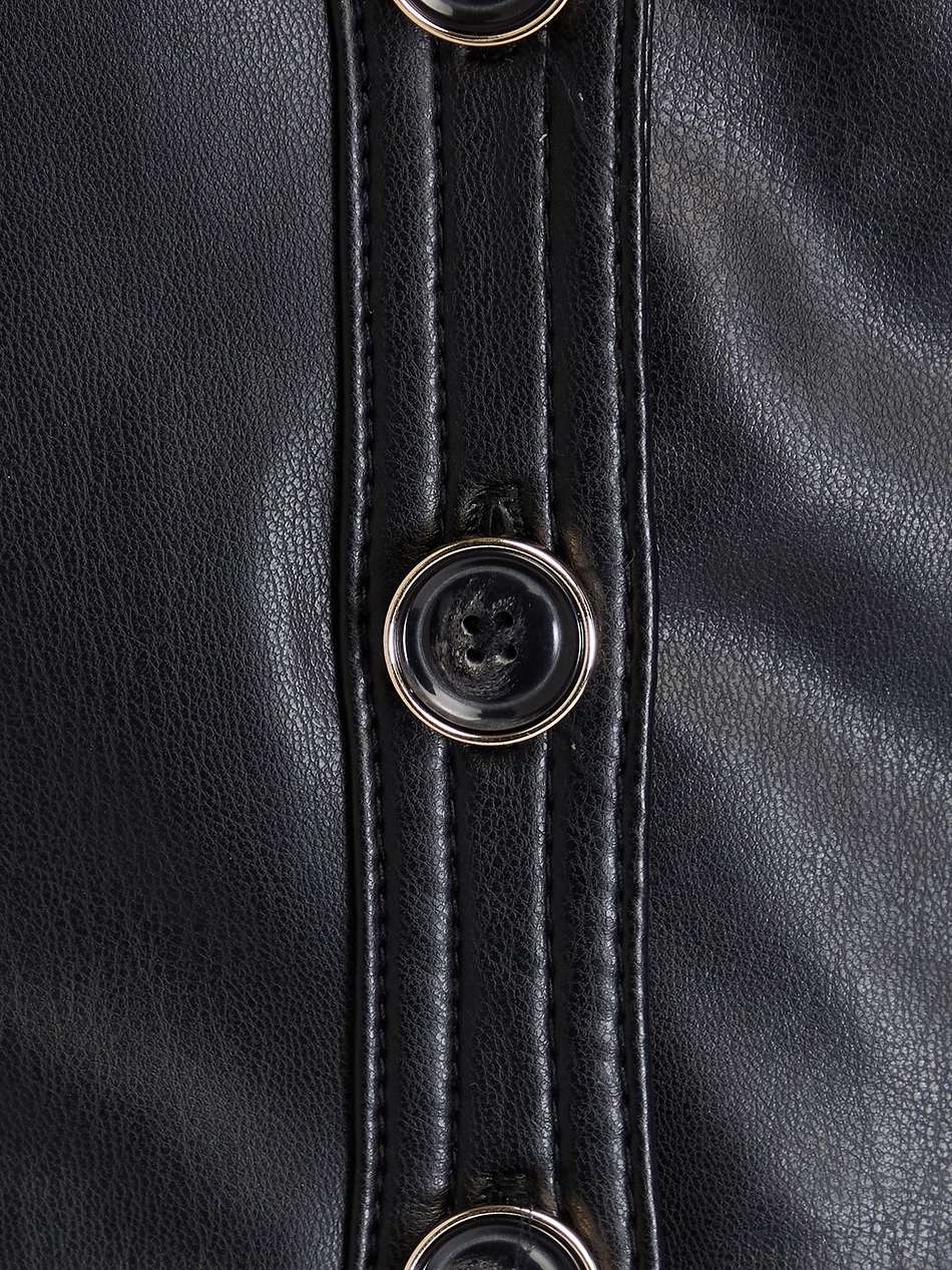 garrett button-embellished faux leather mini dress