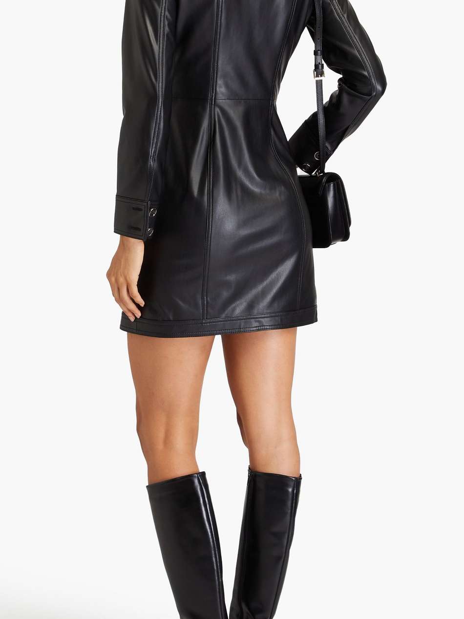 garrett button-embellished faux leather mini dress