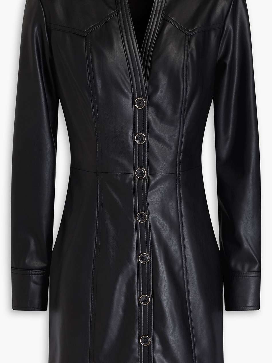garrett button-embellished faux leather mini dress