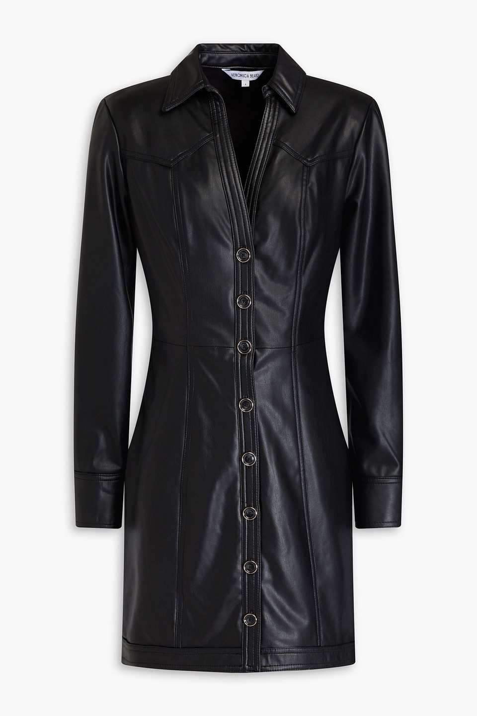 Garrett button-embellished faux leather mini dress