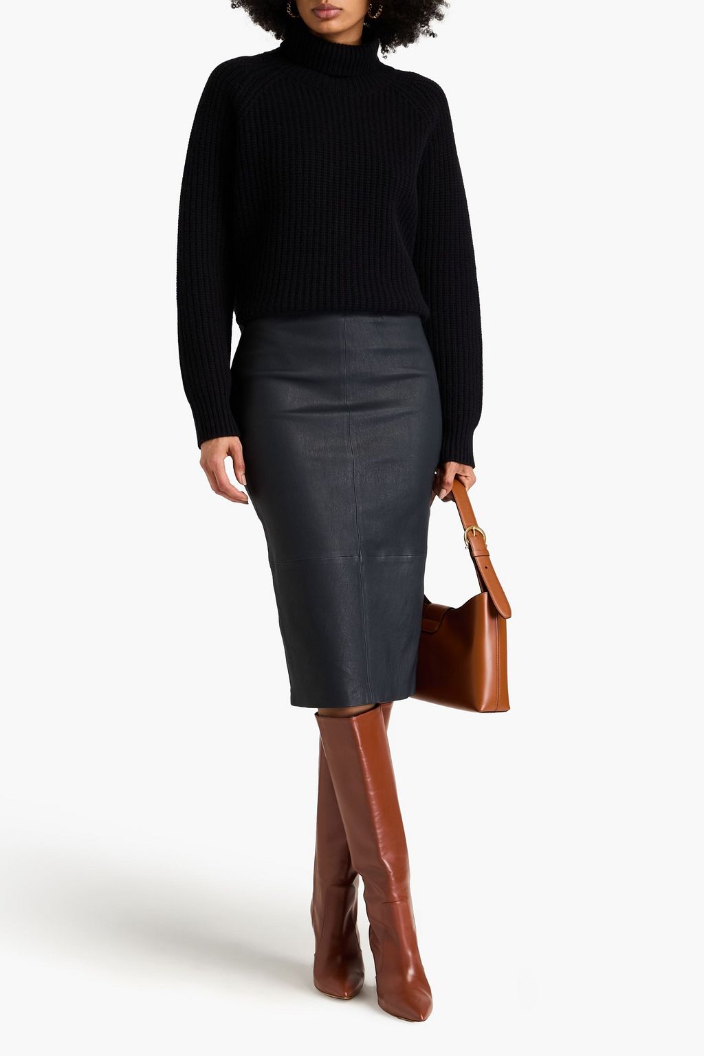 VERONICA BEARD Kaliyah stretch-leather midi pencil skirt