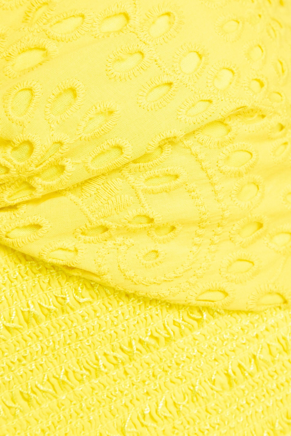 Alice And Olivia Livia Broderie Anglaise Cotton Peplum Halterneck Top In Yellow