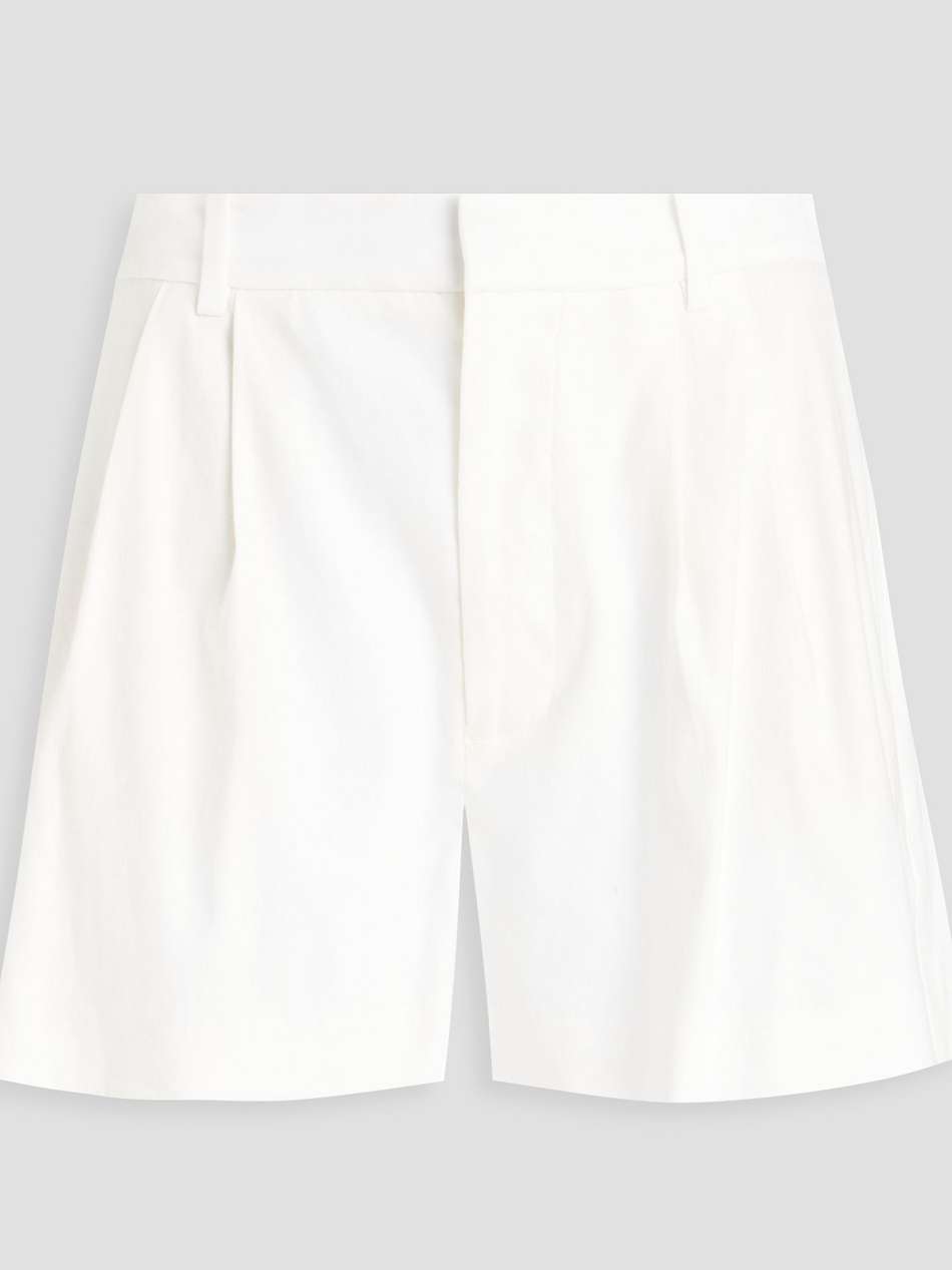 pleated linen-blend  shorts