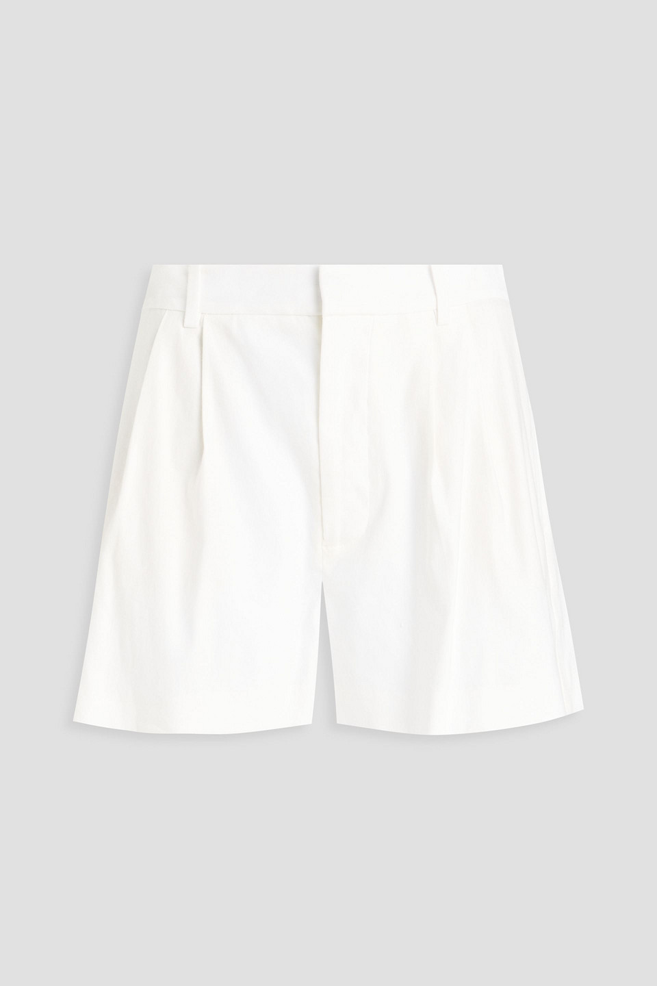 Pleated linen-blend shorts
