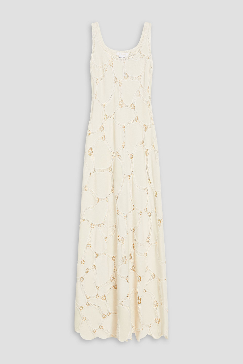Chloé Crochet-trimmed Wool, Cashmere And Silk-blend Maxi Dress In Ecru