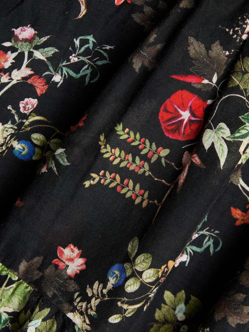gathered floral-print cotton-voile mini dress