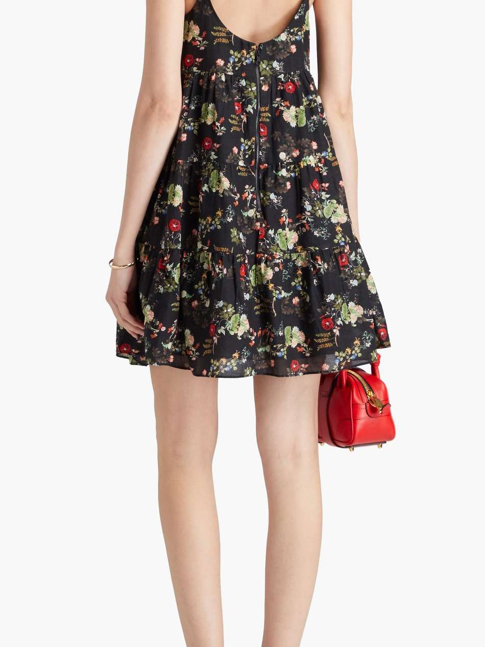 gathered floral-print cotton-voile mini dress