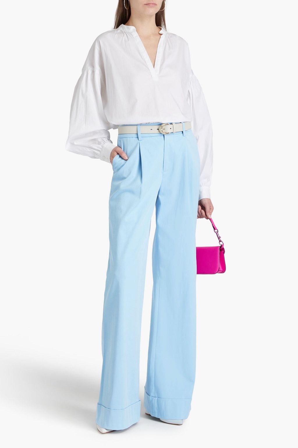 ALICE + OLIVIA بنطلون من التويل بأرجل واسعة