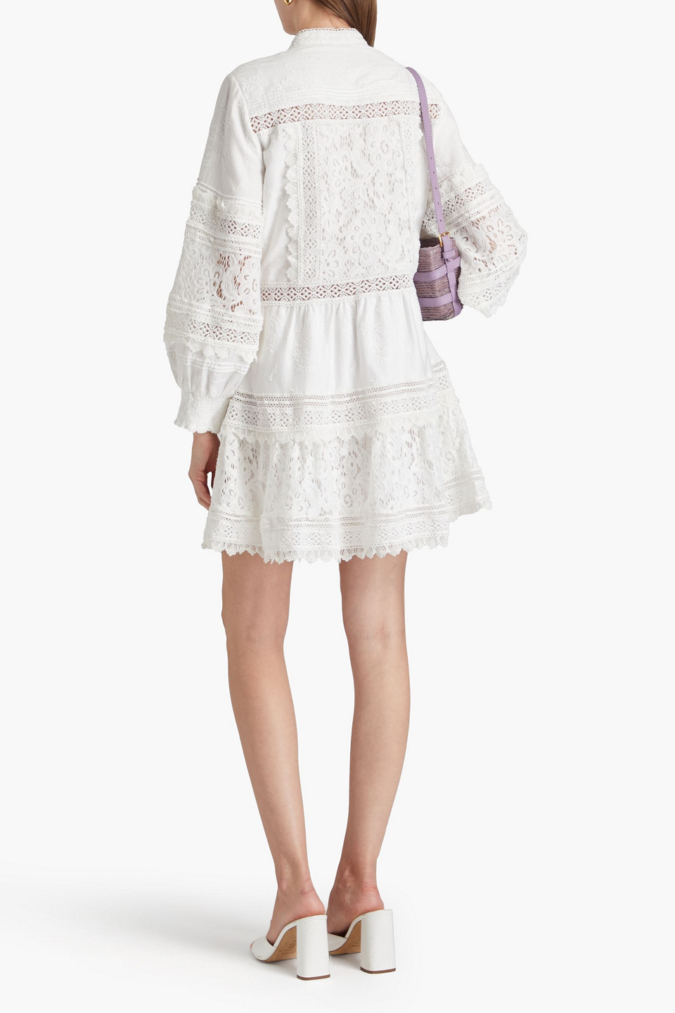 Alice And Olivia Pintucked Cotton Mini Dress In White
