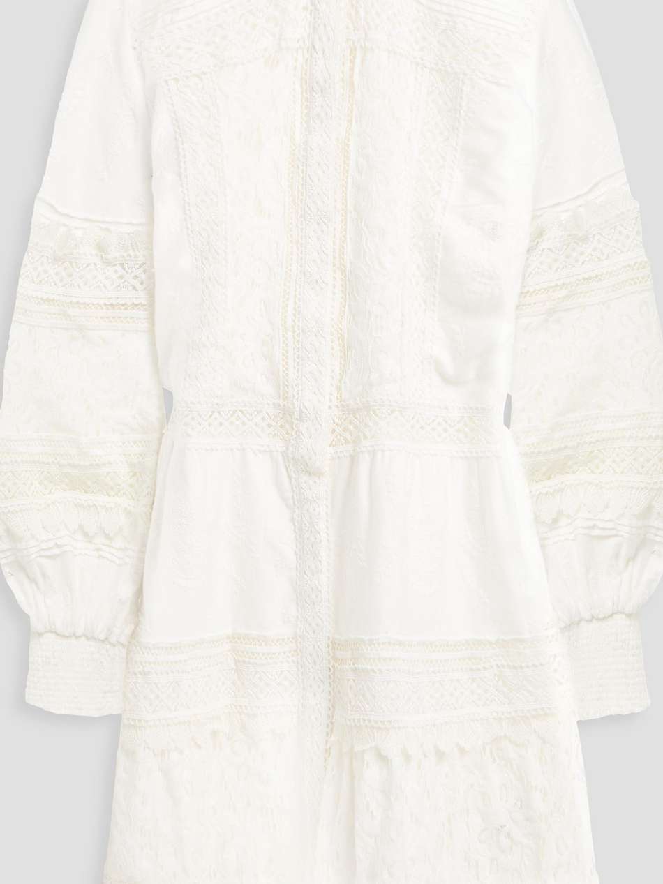 lace-paneled embroidered cotton mini dress