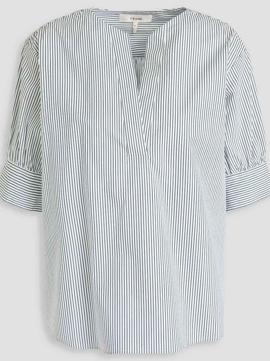 striped cotton-poplin top