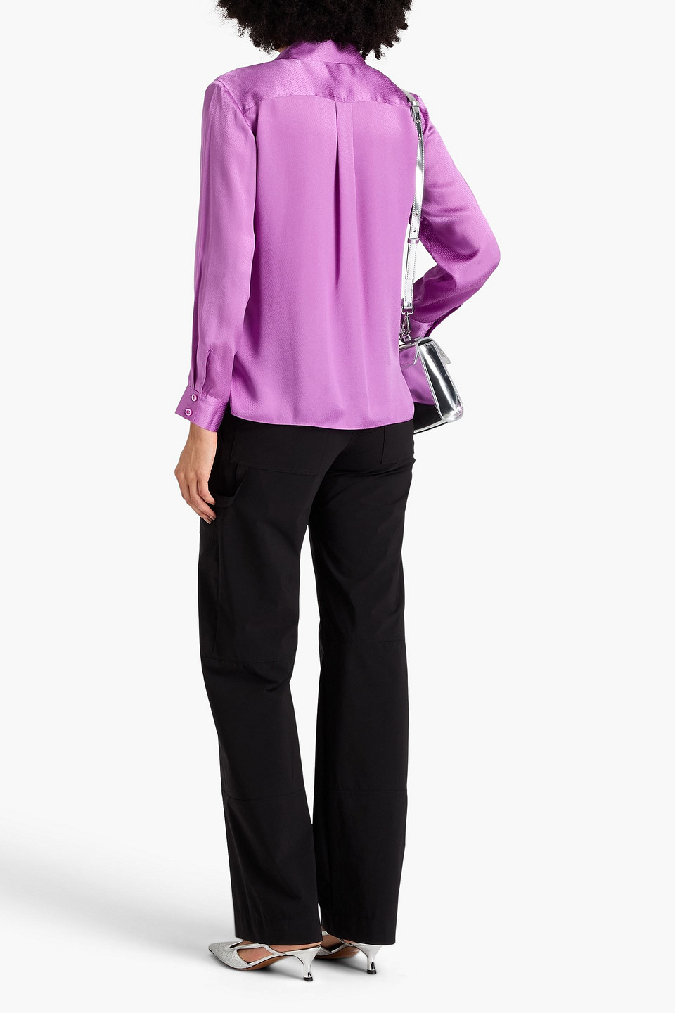 Frame Denim Slim Fit Silk Shirt In Violett