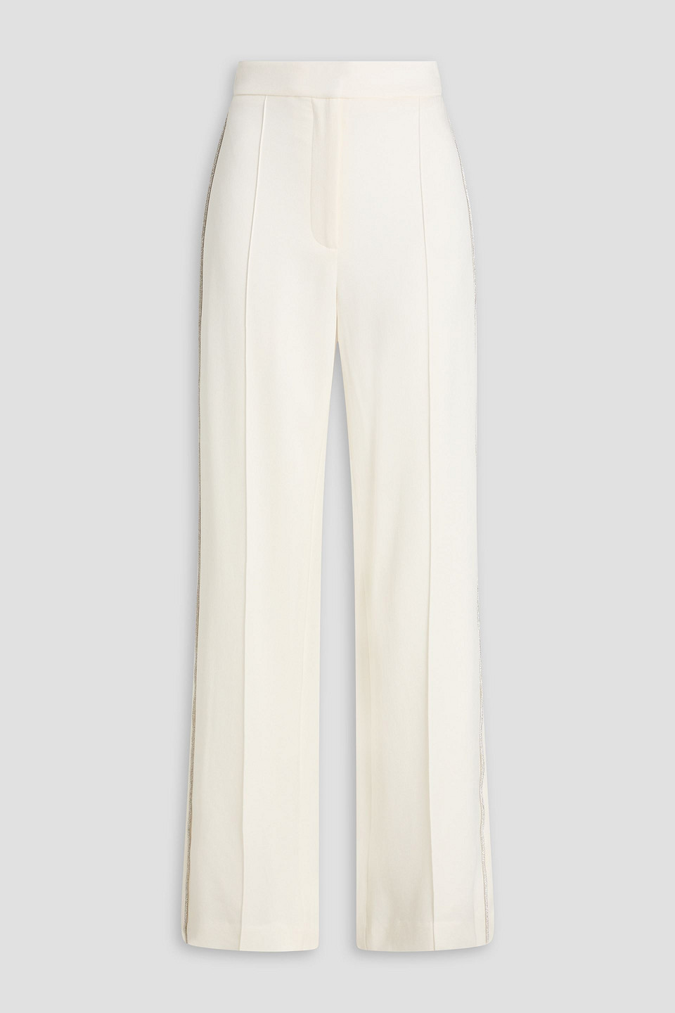 Millicent crystal-embellished satin-crepe straight-leg pants
