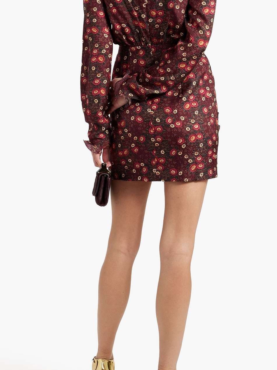 dotty ruffled printed silk-georgette mini dress