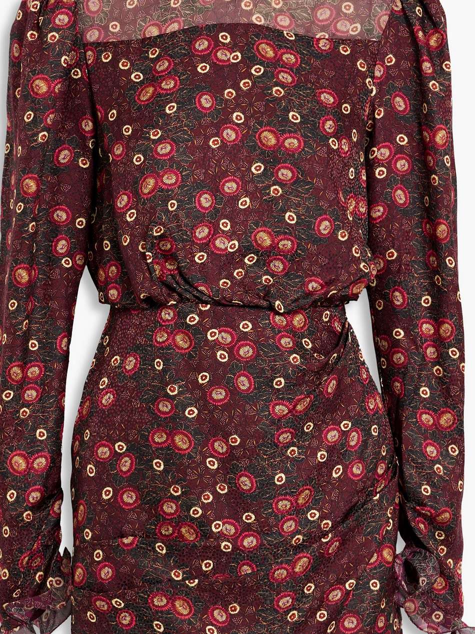 dotty ruffled printed silk-georgette mini dress