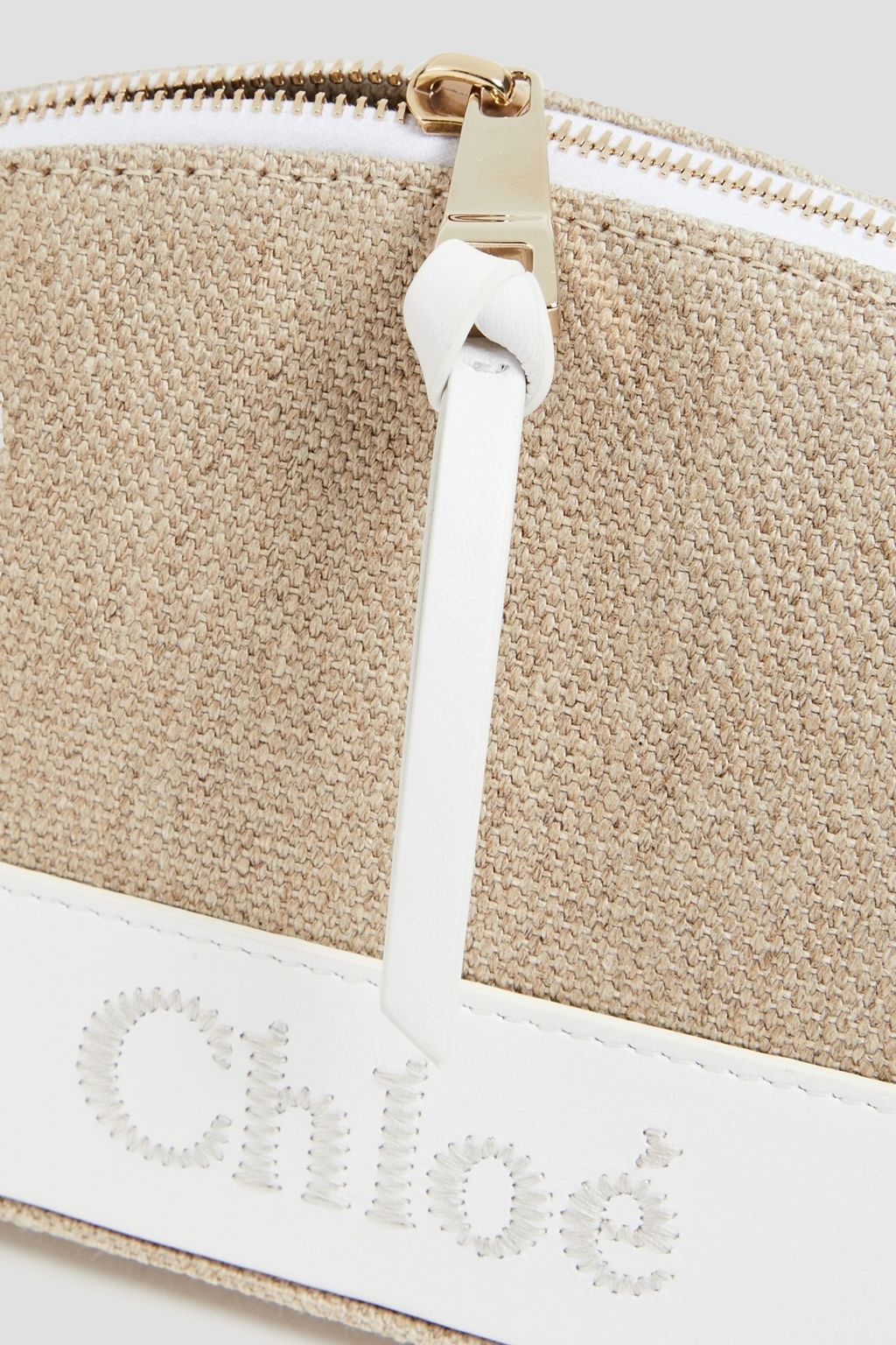 CHLOÉ Embroidered leather and linen cosmetics case