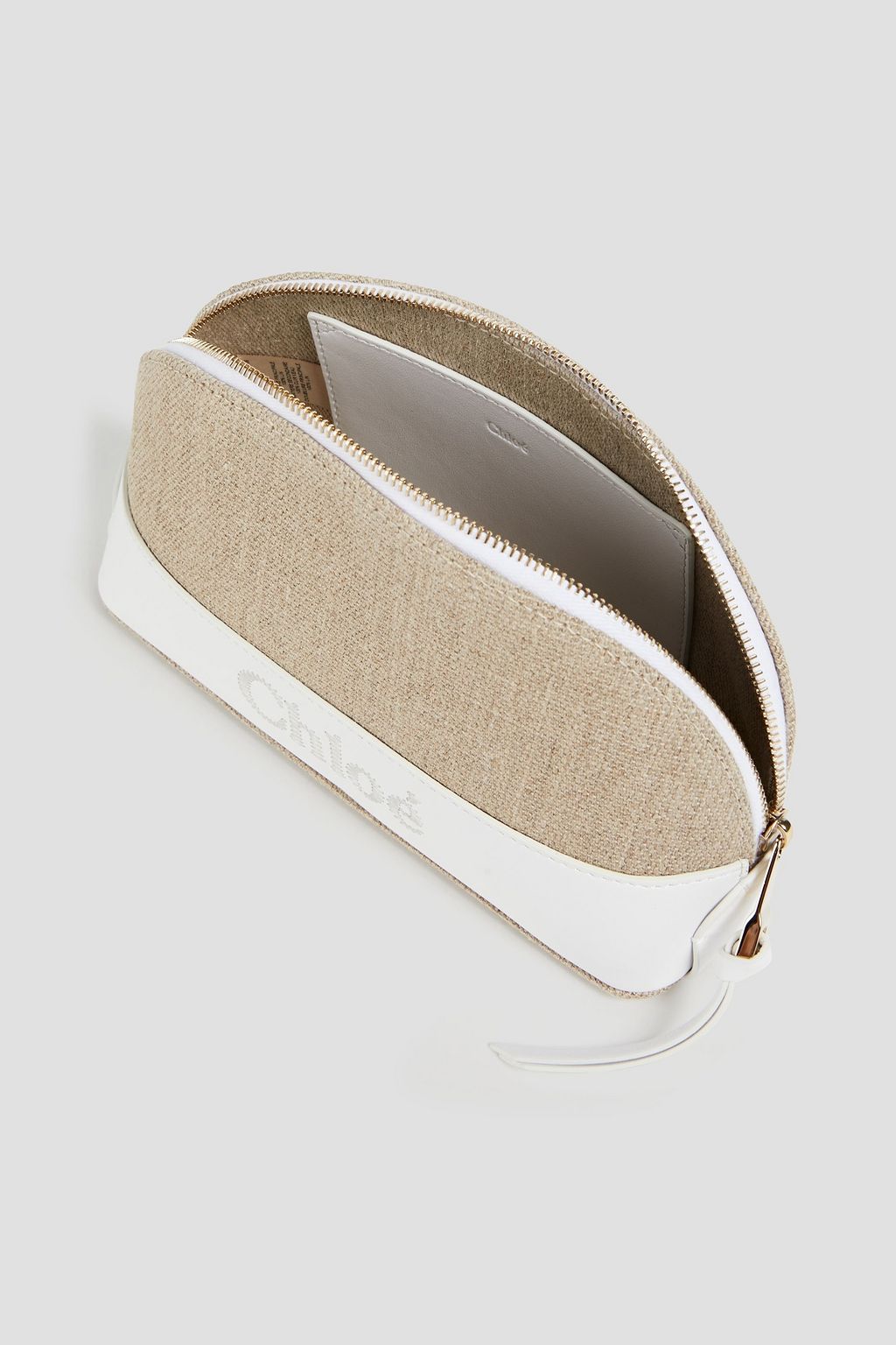 CHLOÉ Embroidered leather and linen cosmetics case