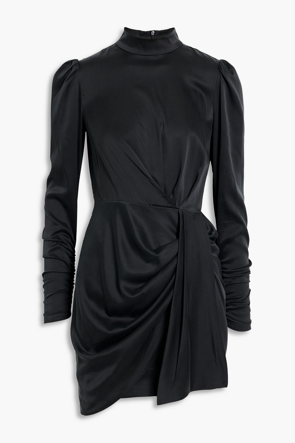 Shop Zimmermann Draped Silk-blend Satin Mini Dress In Black