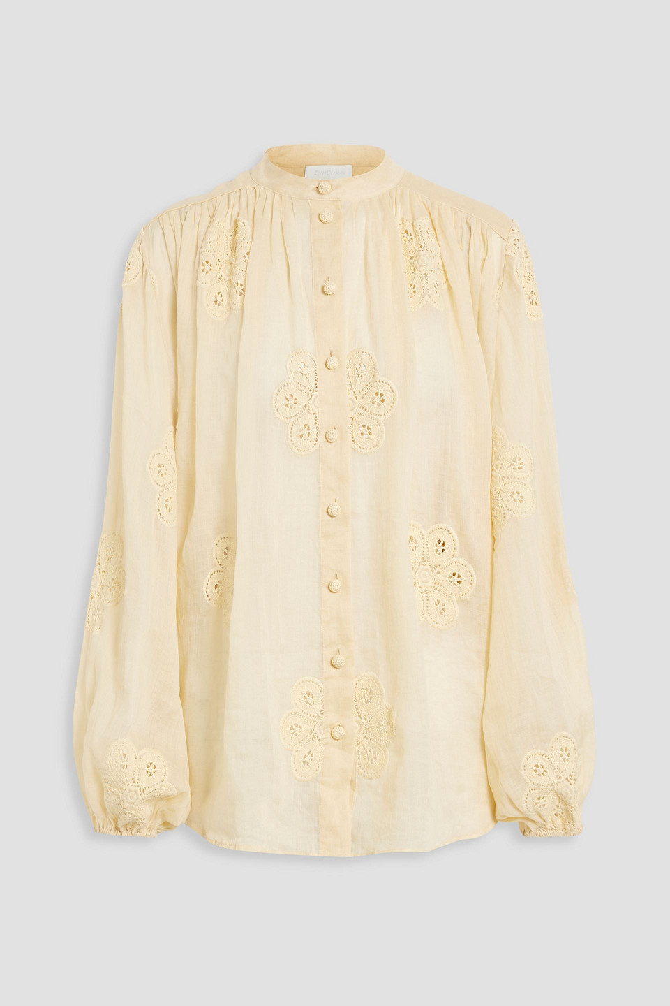 Zimmermann Crochet-trimmed Ramie Blouse In Cream