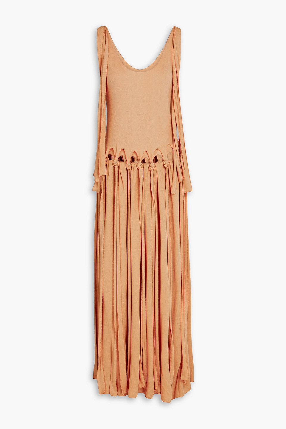 Chloé Chloe Ladies Smoked Ochre Layered Knotted Maxi Dress