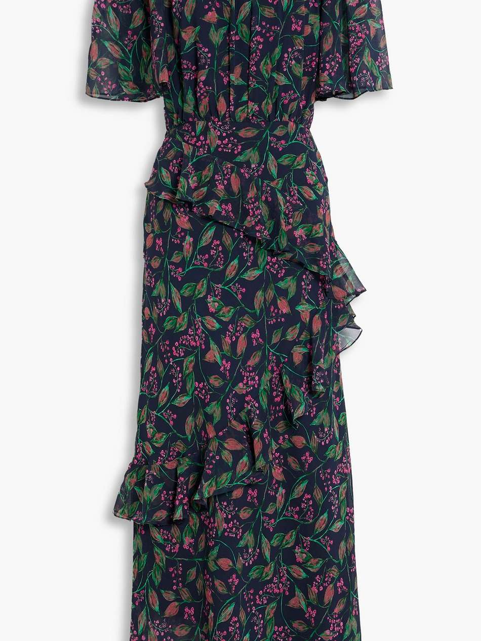 vida tiered printed silk-chiffon maxi dress