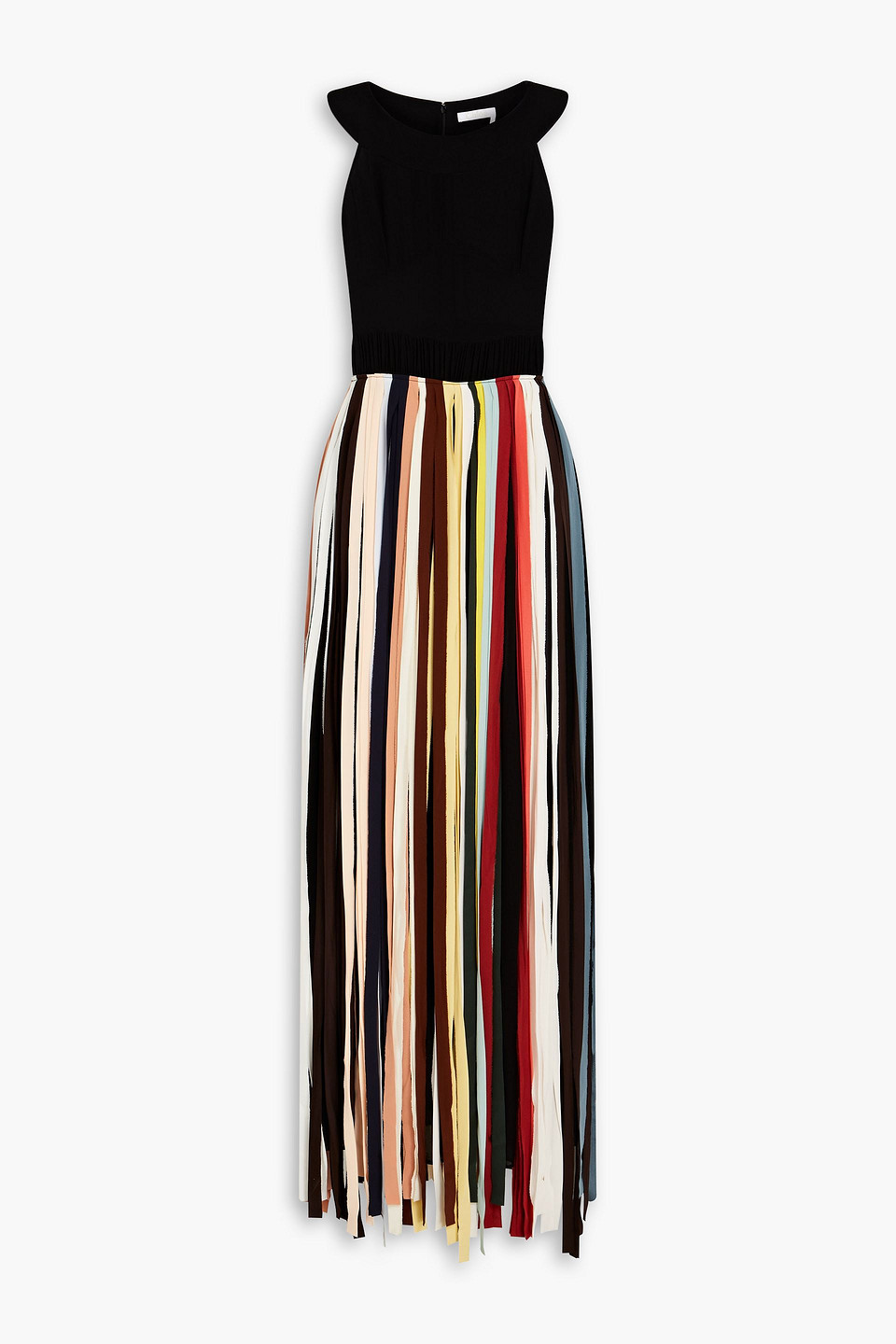 Chloé Fringed Silk Maxi Dress In Black