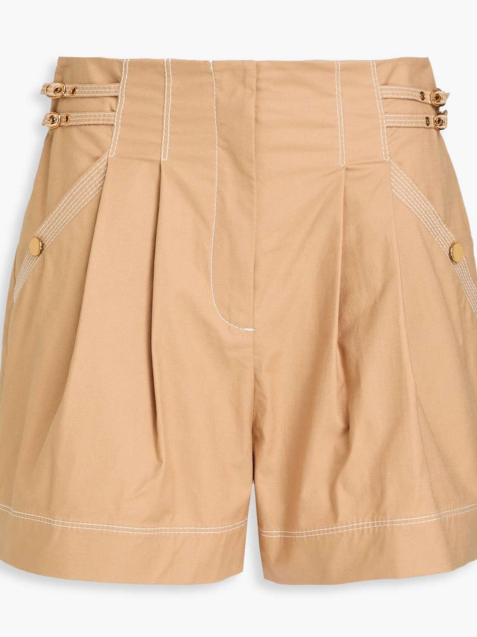 jaffe pleated cotton-blend twill shorts