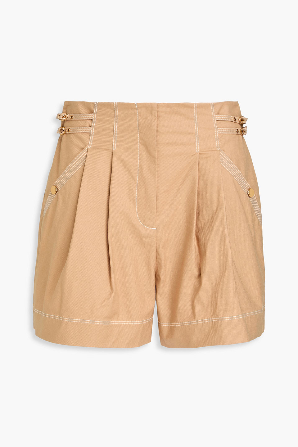 Jaffe pleated cotton-blend twill shorts