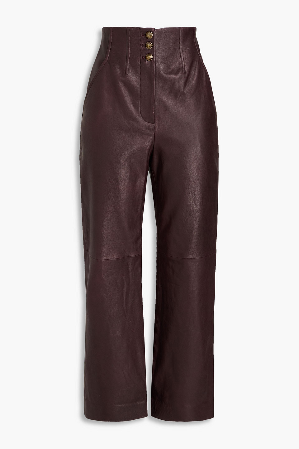 Veronica Beard Arcello Cropped Leather Wide-leg Pants In Grape