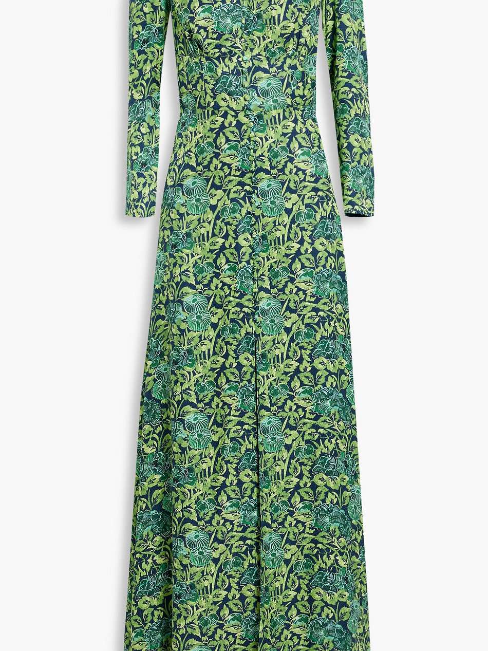 dotty floral-print silk-jacquard maxi dress