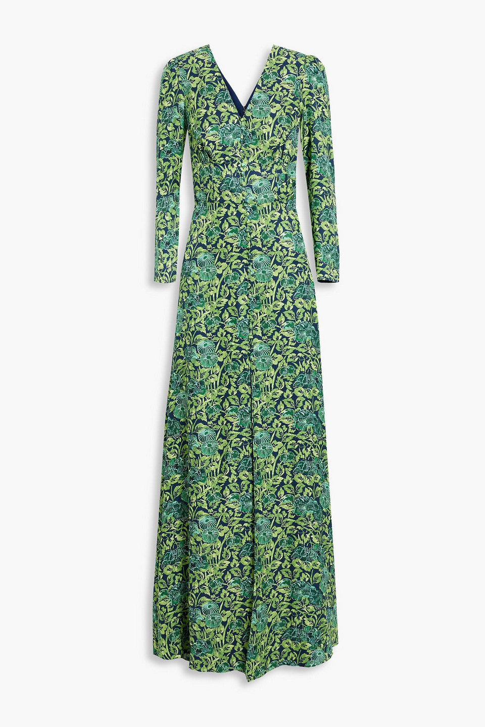 SALONI DOTTY FLORAL-PRINT SILK-JACQUARD MAXI DRESS