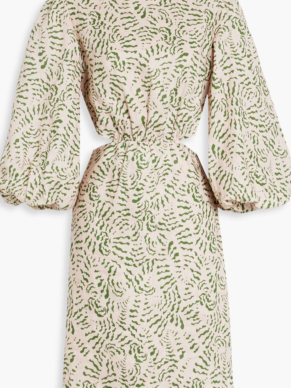 neela cutout printed linen mini dress