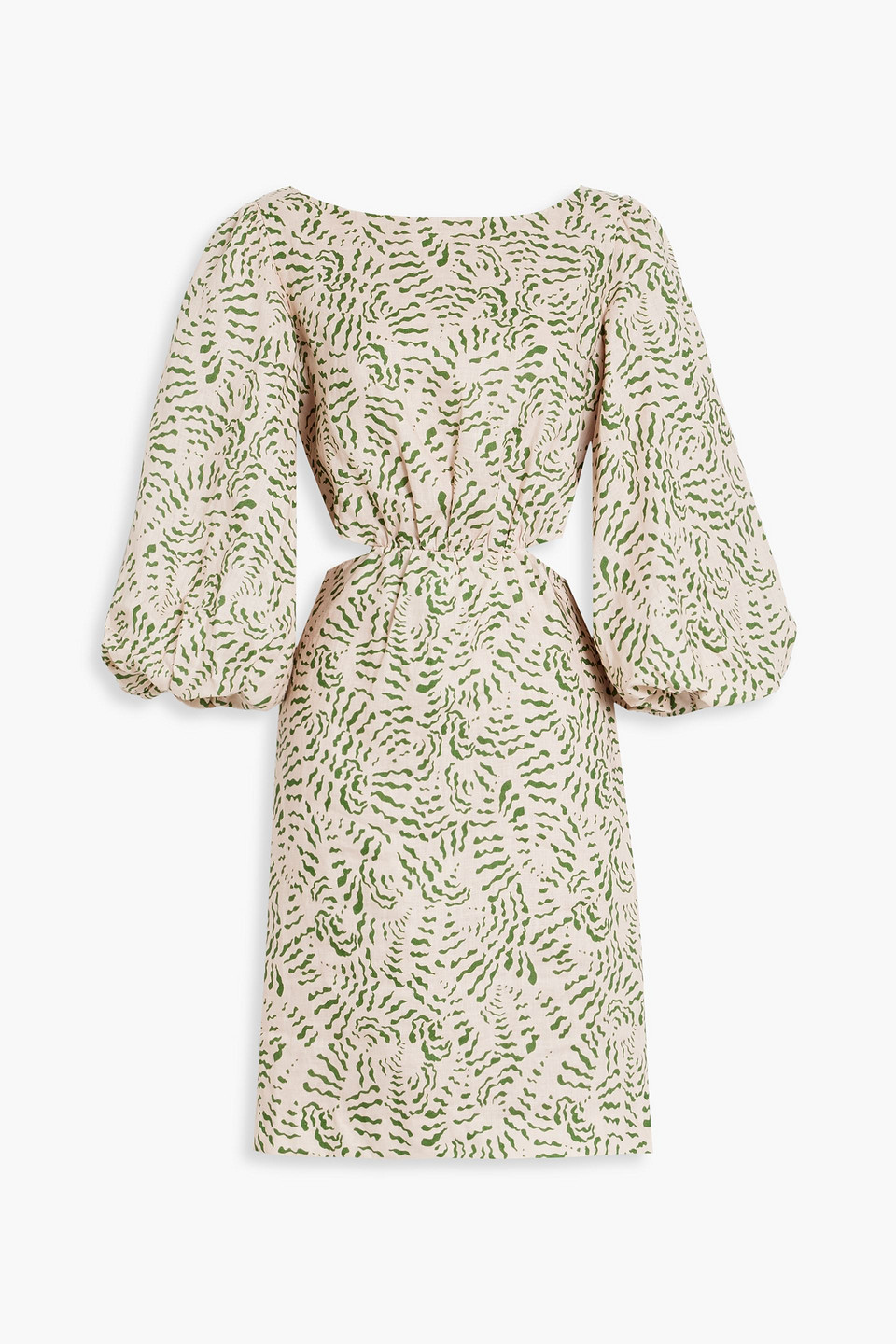 Saloni Neela Cutout Printed Linen Mini Dress In Blush