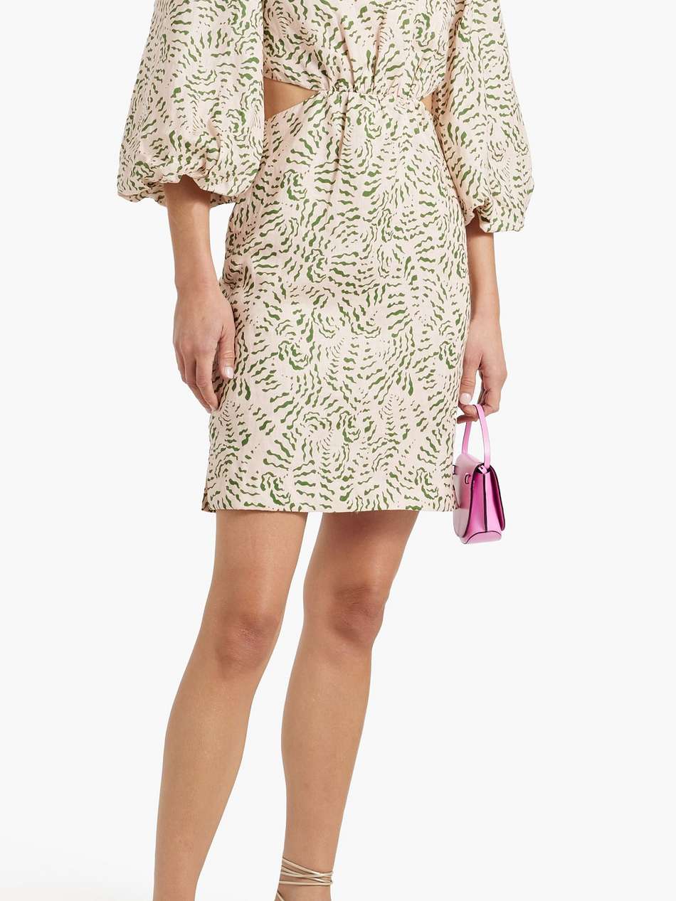 neela cutout printed linen mini dress