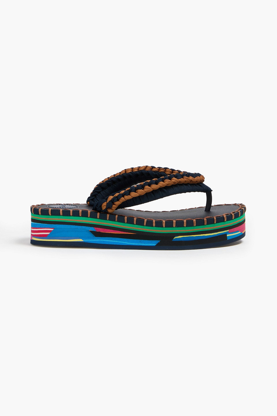 Chloé Lou Whipstitched Cord Platform Sandals In Navy