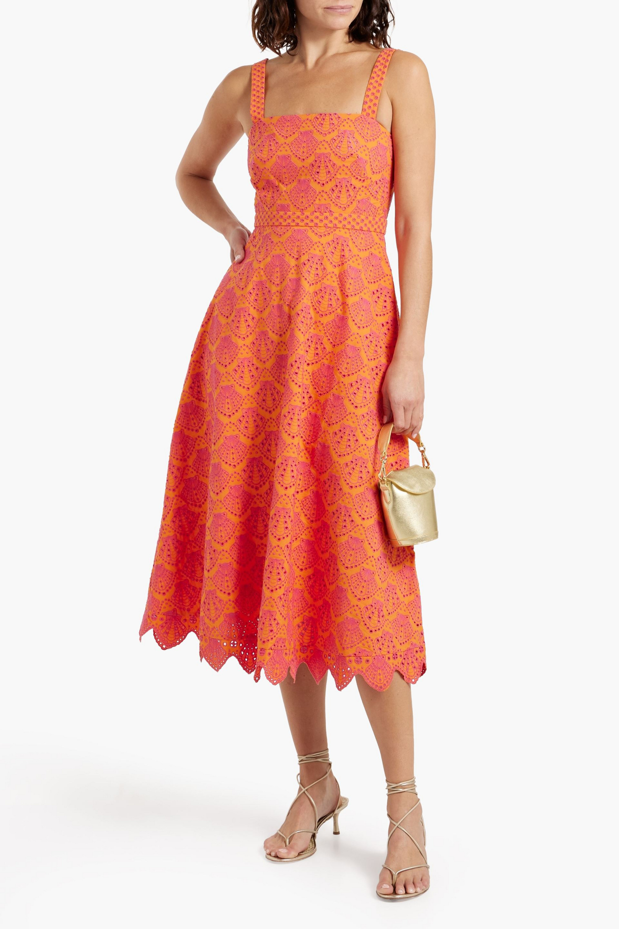 Saloni Aubrey broderie anglaise cotton midi dress