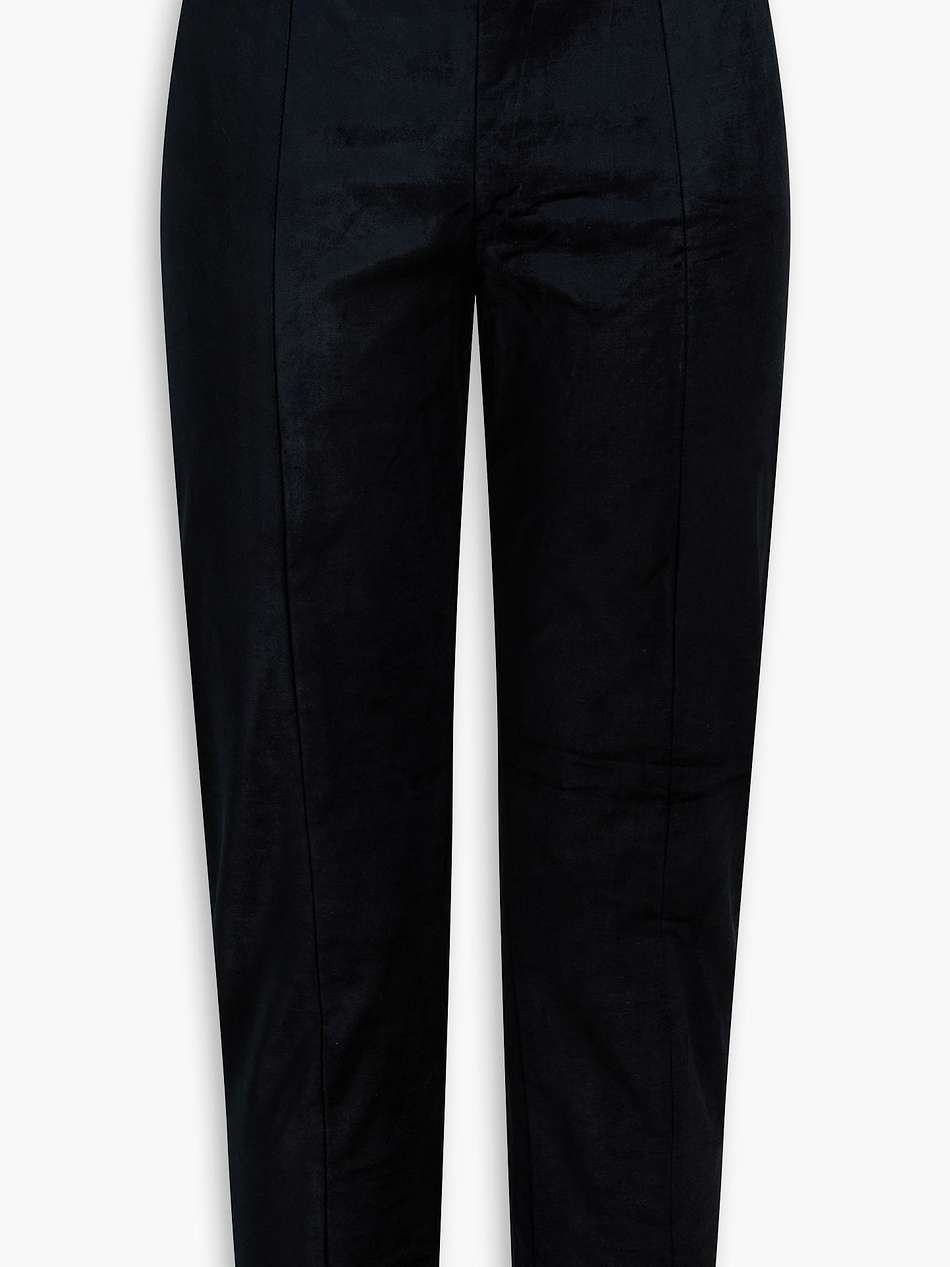 honolulu cropped cotton-blend velvet slim-leg pants