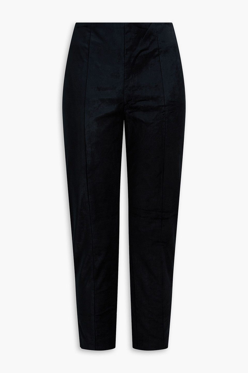 Veronica Beard Honolulu Cropped Cotton-blend Velvet Slim-leg Pants In Black