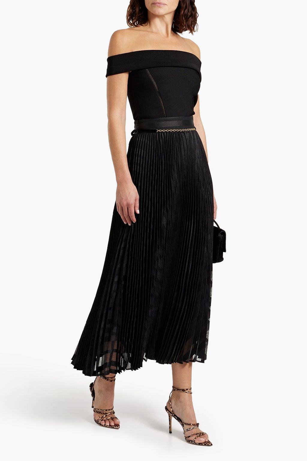 ZIMMERMANN Pleated striped gauze midi skirt
