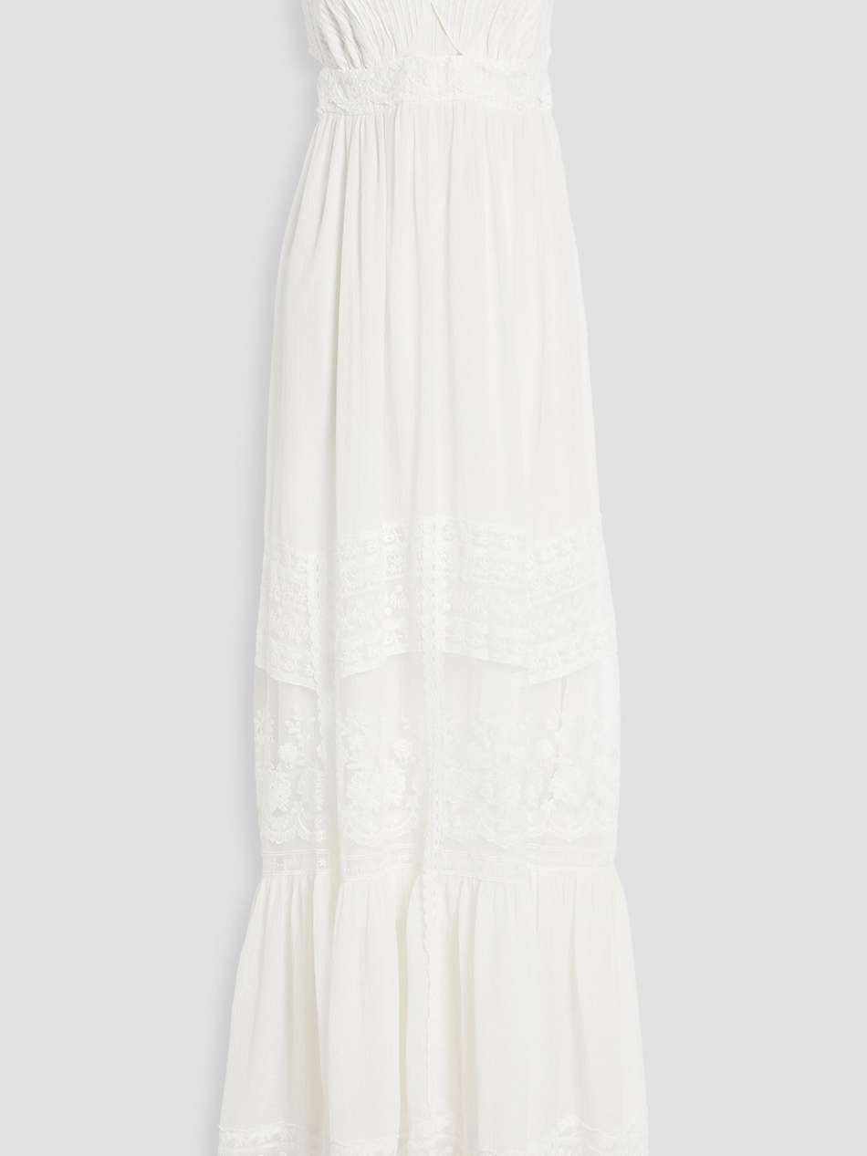 naki cutout lace-trimmed crinkled cotton-gauze maxi dress