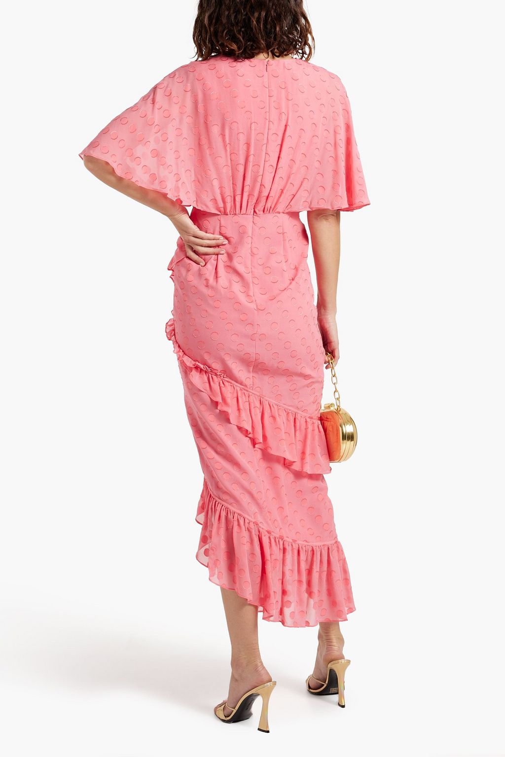 SALONI Rose wrap-effect fil coupé silk-blend chiffon maxi dress