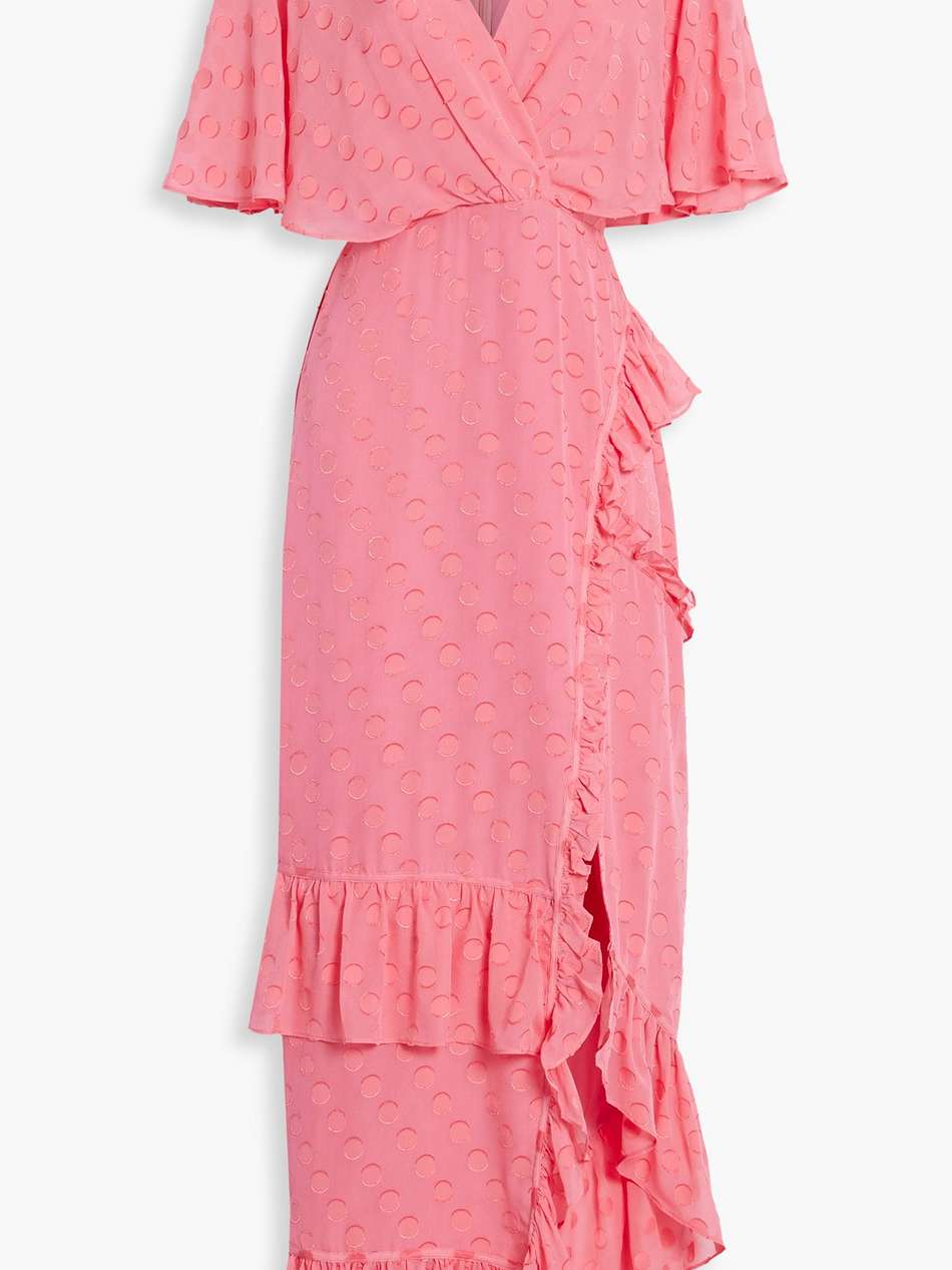 rose wrap-effect fil coupé silk-blend chiffon maxi dress