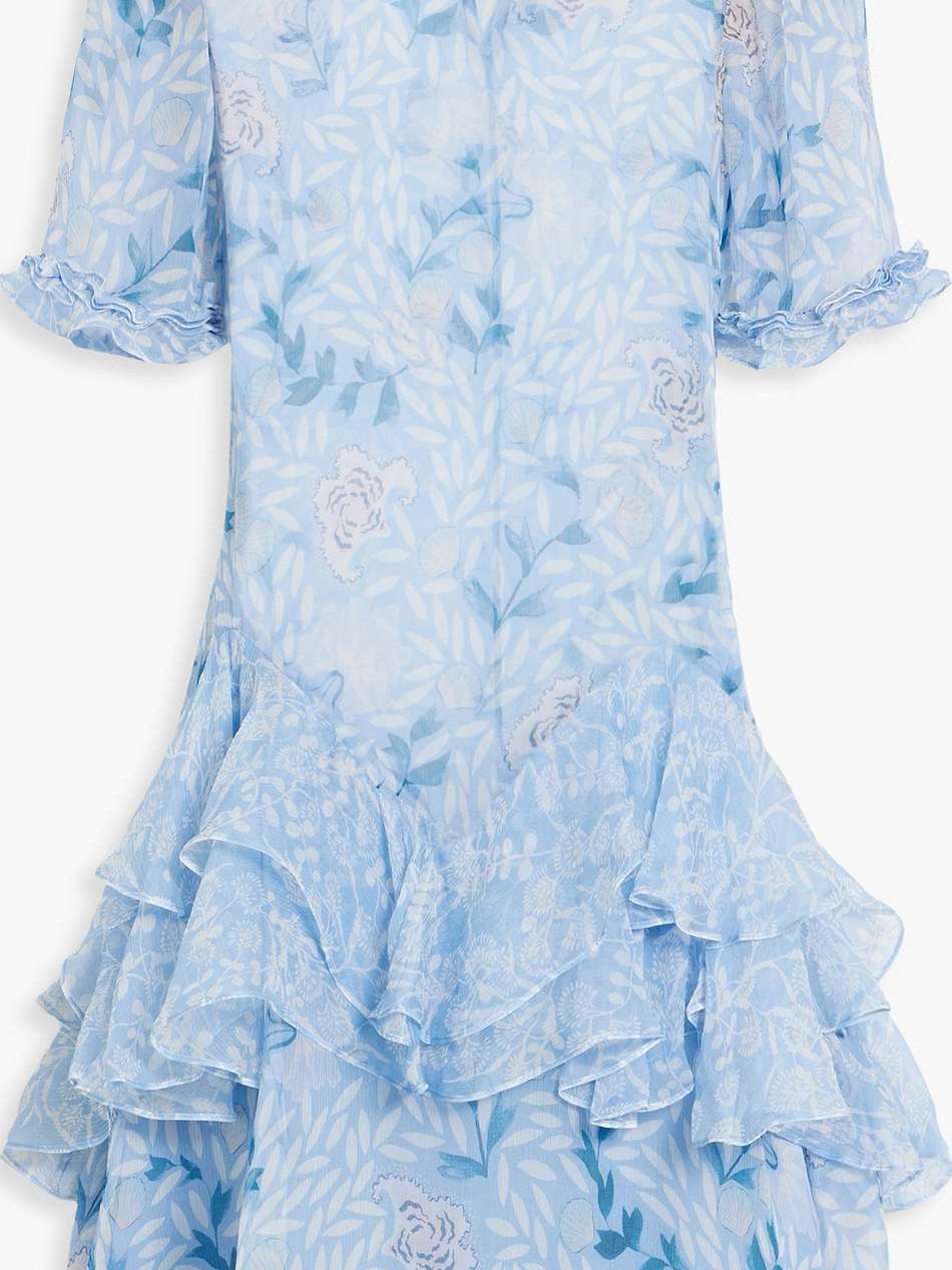 thea ruffled printed georgette mini dress