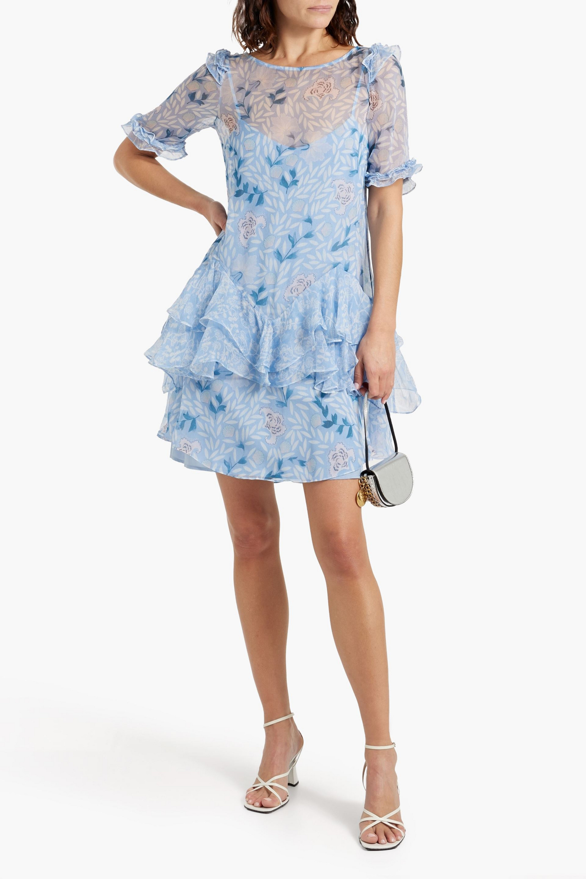 Saloni Thea ruffled printed georgette mini dress
