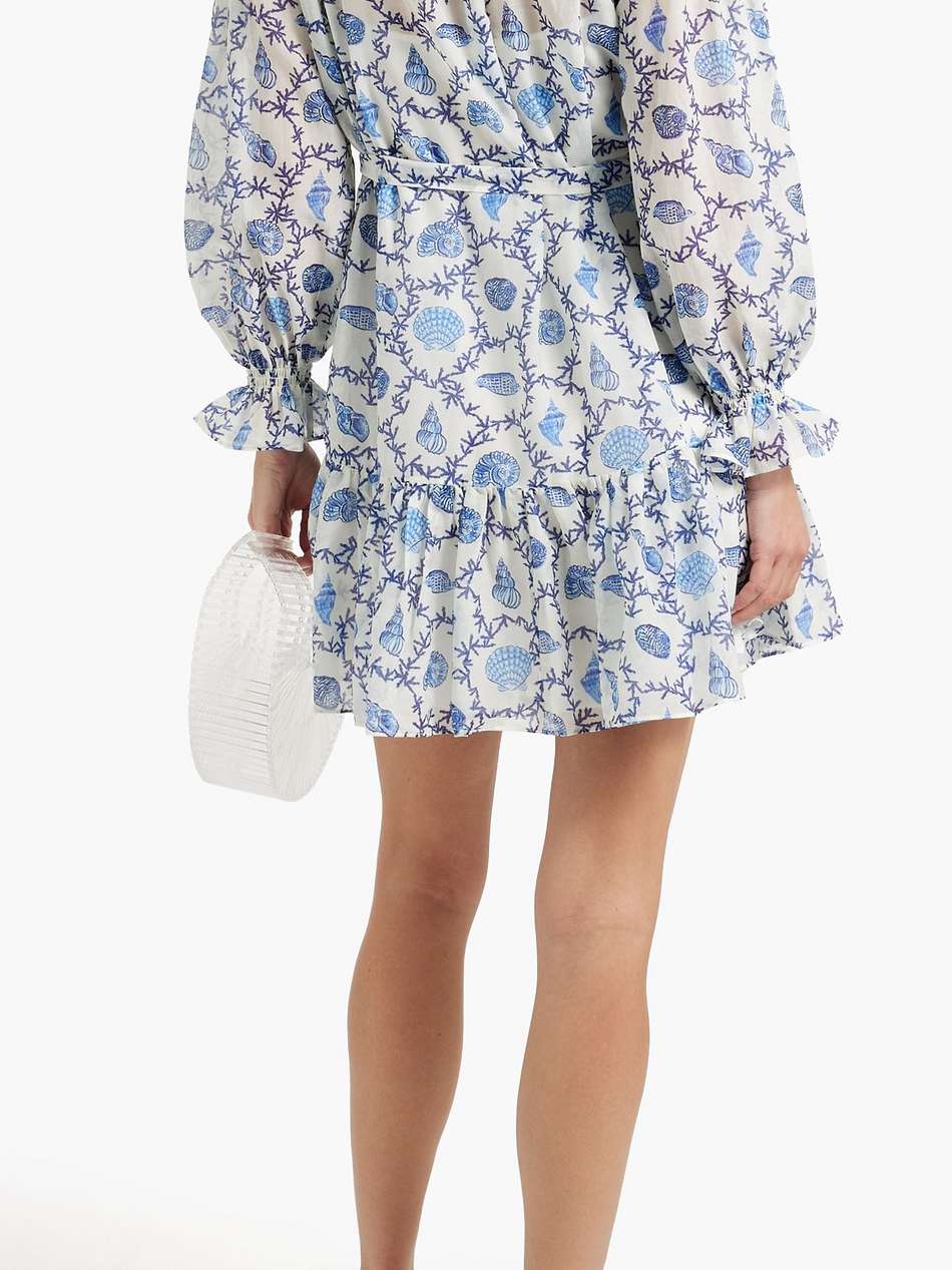 pixie ruffled printed cotton and silk-blend mini dress